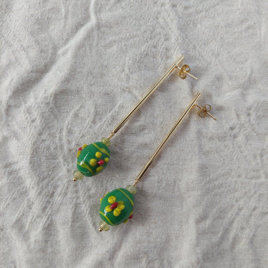 Green Glass Earrings