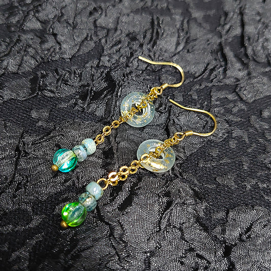 Czech Republic & MIYUKI DB Picasso Series Green Earrings