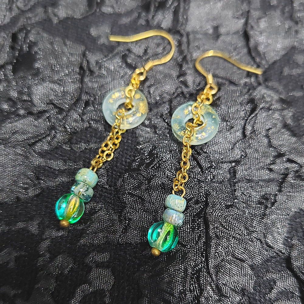 Czech Republic & MIYUKI DB Picasso Series Green Earrings