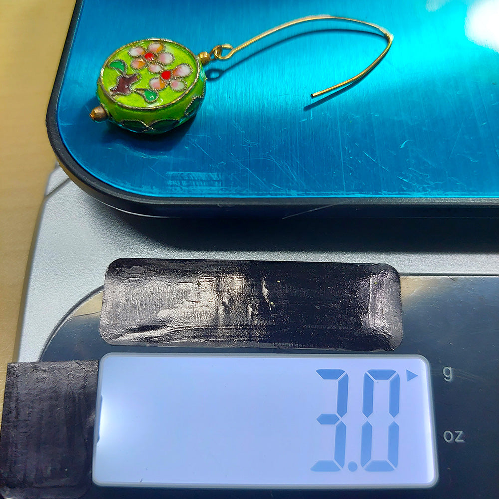 Green Floral Cloisonne Earrings