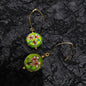 Green Floral Cloisonne Earrings