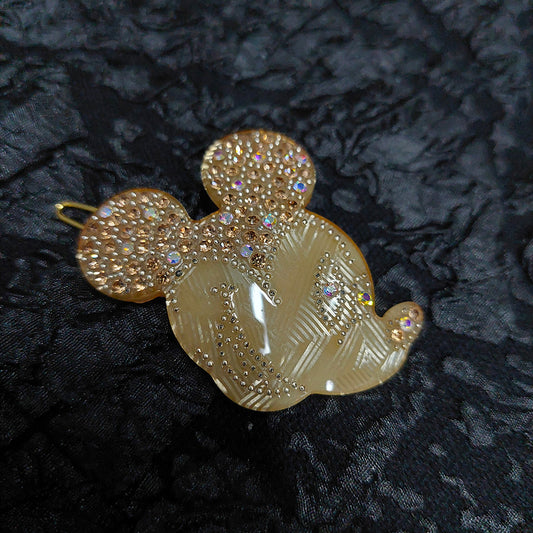 Champagne Gold Rhinestone Micky Mouse hair clip