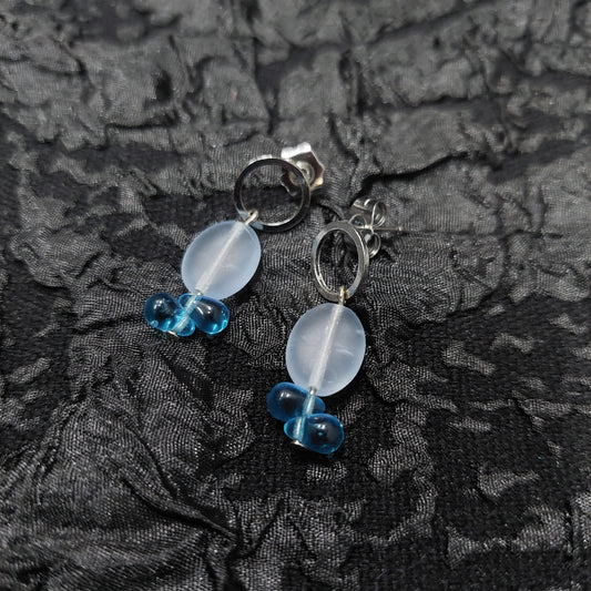 Beautiful light blue frosted glass Earrings